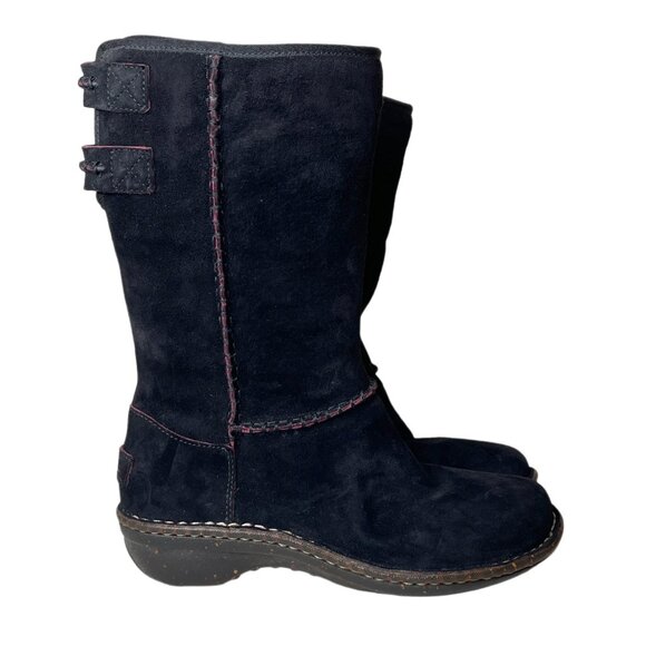 Ugg Australia Haywell Black Suede Leather & Sheepskin Boots Size 5 - Picture 1 of 16